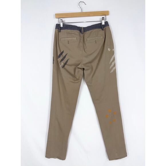 Anthropologie Pilcro Women's Hyphen Boho Patched Chino Khaki Pant Size 26 - Picture 7 of 16